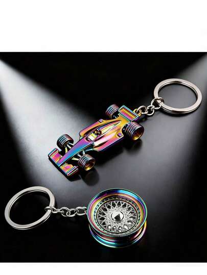 Colorful Racing Wheel Hub Keychain, A Metal Accessory For Car Enthusiasts, A Bag Pendant. A Versatile Racing Wheel Hub Keychain For Commuting. A Colorful Racing Keychain For Students, A Schoolbag Pendant, A Small Item For Car Enthusiasts, Suitable As A Accessory For Daily Gatherings And Parties.