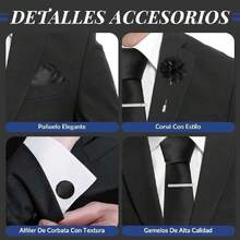 Men's Satin Ties, Slim Tie And Bow Tie Set For Gentlemen, High Quality Suit Accessory, 8CM Ties With Cufflinks And Box, Gift For Husband, Father, Friend, 42548345 - 鏽棕色 - 查看 6