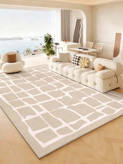 1pc Modern Abstract Style Indoor Large Rug, New Faux Wool Washable Bottom Indoor Carpet, Living Room Rug, Sofa Rug, Bedroom Rug, Bedside Anti-Slip Mat, Room Floor Mat, Dining Kitchen Rug, Office Chair Pad, Entryway Doormat, Outdoor Picnic Blanket, Camping Mat