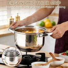 Pots, Pots And Pans Set, Stainless Steel Cookware Set - 15 Pieces Pots And Pans Nonstick Pot And Pan Set Includes 1 Frying Pans, 5 Pots, 6 Lids And 3 Utensils, With Stay Cooling Handle, Induction Oven - 查看 6