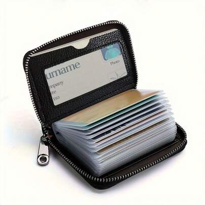 1pc High-Quality PU Leather Mini Card Holder - 22 Slots Name Card Case, Wallet Credit Card Holder, Compact Design, Durable & Fashionable, Unisex