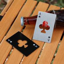 1pc Stainless Steel Spade A Poker Card Bottle Opener, Soda Bottle Cap Opener - Black and White - View 7