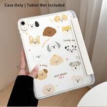 Capa Protetora de Tablet de Cristal Acrílico com Padrão de Cabeça de Filhote de Cachorro e Suporte, Compatível com Samsung A9/A9+/S9/S9FE/A11/A11+/S11/S10 FE/S10 FE+/S10 Lite, Apple Air 5/6, Honor, Matepad e Outros Modelos Populares. Dobrável, Cantos Reforçados com Silicone, Função de Despertar/Dormir Automática, Slot Integrado para Caneta, Suporte Ajustável em Vários Ângulos - Proteção Diária Perfeita, Ótimo Presente para Feriados. - Multicolorido - Visão 4