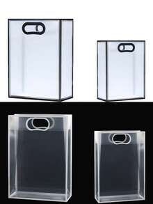 5个/1个透明PVC礼品袋，简约手提袋，包装袋，包装盒，手提包袋，化妆品收纳袋，生日礼物袋，婚礼礼物袋，返校季塑料防水礼品袋，情人节礼物袋，婴儿派对礼物袋 - 查看 11