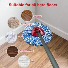 4 Pack Mop Replace Heads Compatible OCeda, Spin Mop Refill RinseClean 2-System - Fluffy Microfiber, Washable And Easy To Replace - 藍色 + 4 件裝(1 包) - 查看 4
