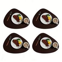 4件套黑色仿皮餐垫，耐磨可水洗，防滑耐热，易于清洁 - 彩色 - 查看 19