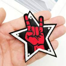 7 pezzi Toppe ricamate stile rock and roll, applicazioni per abbigliamento, giacche, cappelli, zaini, jeans - termoadesive/cucibili - A - Visualizzare 5