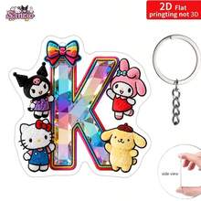 2D打印圣诞字母卡通钥匙扣，A-Z字母主题亚克力钥匙扣，包包挂件，背包和钱包挂饰，汽车钥匙扣，卡通挂件，女士钥匙扣，钥匙链 - 彩色 - 查看 32