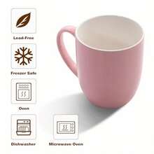 Urbanstrive - Juego de 4 tazas de café grandes de cerámica de 16 onzas tazas de café blancas tazas de té idea de regalo para mujeres y hombres regalos de calentamiento de la casa nuevo hogar - Rosa - Ver 3