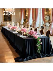 1件大号长方形纯白色缎面涤纶桌布，适用于婚礼、派对和宴会 - 可机洗，可重复使用，派对装饰用品，适合长桌、聚会、派对装饰 - 彩色 - 查看 42