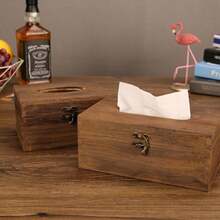 1个木质纸巾盒，办公桌茶几桌面纸巾收纳盒，防水纸巾架。实木豪华酒店餐桌餐巾纸巾盒。 - 彩色 - 查看 9