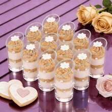 50/30/20/10个装透明塑料斜角杯，布丁果冻冰淇淋杯，甜点杯，派对婚礼餐饮用品食品容器，迷你甜点开胃菜杯，餐厅迷你开胃菜盛放杯，适用于派对、婚礼、餐饮、冰淇淋、布丁和食品容器，厨房用品 - 透明 - 查看 2