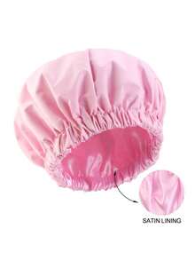 1个可重复使用的防水浴帽，浴帽发网，双层弹性设计，适合所有发型 - 加厚版 - 查看 14