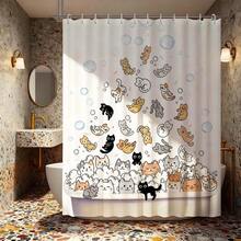 可爱卡通猫泡泡浴帘，防水防霉涤纶材质，浴室装饰趣味十足，趣味浴室配件，带挂钩，加厚隐私帘，适用于淋浴房和浴缸，易于安装、清洁、快干，浴室隔断帘，适用于家庭、酒店、公寓、水疗中心，时尚小猫图案浴帘，不褪色，防水浴室帘，必备淋浴配件 - 黑白 - 查看 11