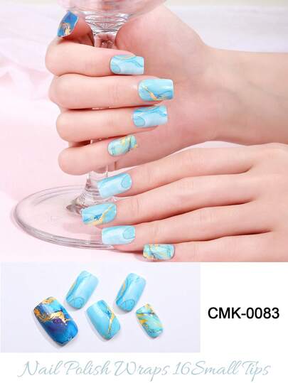 New Non-Baking Gel Nail Stickers, Solid Color, Waterproof, 16 Nail Polish Films, European And American Nail Stickers