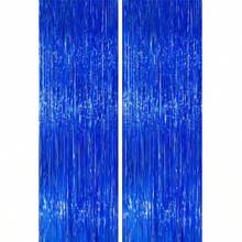 3pcs/Set 100*200cm Gold Tassel Ribbon, Shiny Metallic Texture Design, Suitable For Photography Studio Props, Birthday Party, Bridal Shower, Wedding Decoration, Backdrop, Party Decoration, Photo Booth Props - Royal Blue - View 7