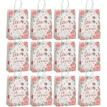 12 chiếc túi quà tặng cô dâu có tay cầm, túi mua sắm, túi cô dâu có tay cầm, thích hợp trang trí tiệc độc thân, túi phù dâu nhỏ màu hoa hồng vàng, lý tưởng cho tiệc cô dâu, lễ đính hôn, quà cưới, quà tặng cho nhóm bạn thân của cô dâu. - Túi quà hoa - Xem 1