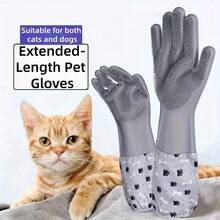 Pet Bathing & Massage Glove, Thick & Long Silicone Double-Sided Dishwashing Gloves, Kitchen Supplies - View 4