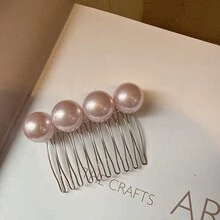 1件装女士优雅甜美高端珍珠侧刘海发夹、梳子、发梳 - 彩色 - 查看 13