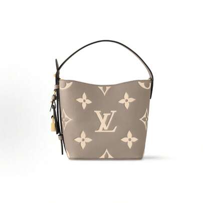  Bolso de hombro/mano LOUIS VUITTON ALL IN BB Signature Brand de piel con candado metálico para mujer, gris elefante