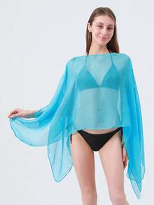 1 chiếc khăn choàng mỏng màu trơn tối giản dành cho nữ, khăn voan mềm mại thời trang cho mùa xuân/hè, phụ kiện đa năng nhẹ, thoáng khí, có thể mặc hai chiều, thích hợp làm khăn che nắng khi đi biển. - Nhiều màu - Xem 4