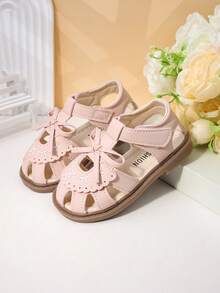 一双可爱时尚的按摩垫平底儿童凉鞋，柔软防滑，适合幼儿学步，春、夏、秋、冬四季穿着。 - 粉色 - 查看 5