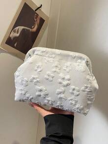 新款压纹云朵手拿包，大容量口红包，晚宴包 - 白色 - 查看 6