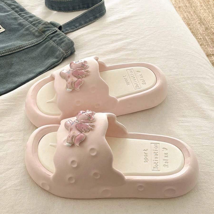 Women's Summer Fashion Versatile Indoor Home EVA Cute Cartoon Lightweight Comfortable Slip-On Open Toe Slippers - Pink - View 1