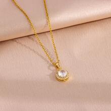 1 chiếc dây chuyền mạ vàng 18K sang trọng đính đá Zirconia 10 carat, dây chuyền choker bằng thép không gỉ thời trang, phù hợp để đeo hàng ngày. - 40+5cm - Xem 6