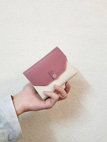 甜美粉色和米色短款钱包，时尚三折卡包，适合少女和女士日常穿搭，迷你钱包，小巧可爱，旅行必备夏季单品 - 彩色 - 查看 12