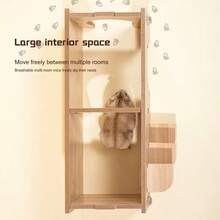 Hamster Wooden Sleeping Nest, Gerbil Hideaway House - Hamster House And Habitat, Wooden Cabin With Climbing Ladder, Suitable For Hamsters, Gerbils - one-size - View 4