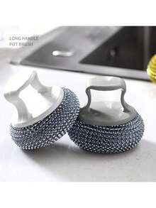 1/3 件装可拆卸不锈钢丝球清洁刷,不掉毛、不粘锅、不伤锅,适用于洗碗和厨房清洁,方便实用,清洁效果好。适用于餐具、油污和浴室清洁,可用作洗碗刷、锅刷、锅具清洁球刷、不粘锅清洁刷。人性化手柄设计,全新钢球刷,锅刷,厨房用具。 - 彩色 - 查看 2