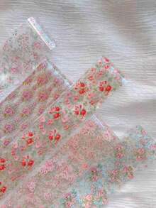 10 Rolls/Box Flower Nail Stickers, Nail Art Design Stickers, Lace Flower Nail Stickers, Holographic Foil Star Nail Transfer Foil Stickers, DIY Spring Nail Decor - Multicolor - View 3