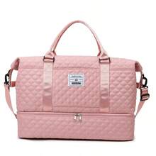 绗缝旅行包，带鞋仓，大容量旅行周末包，女士防水过夜包，带防水口袋的健身手提包 - 彩色 - 查看 7