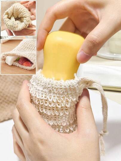 2pcs Reusable Exfoliating Soap Bags, Linen Drawstring Soap Pouch, Soap Saver Bag, Easy Lathering And Drying, Body Exfoliator, Back Scrubber, Skin Smoothing, Removes Dirt And Dead Skin, Bathing Cleaning Tool, Bathroom Accessory, Bathroom Decor, Summer