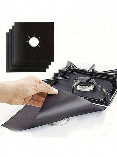 4/6/8/10pcs Set Gas Stove Protector Mats, Non-Stick Gas Stove/Oven Burner Covers, Reusable Kitchen Accessories, Easy To Clean,