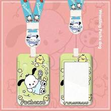 2pcs Set [Sleeve + Lanyard], Sanrio Lanyard Card Holder [Licensed] Hello Kitty Campus Photo Holder, Student Stationery Meal Card, Woven Lanyard Bus Card, Storage Box Keychain, Student Cartoon Protective Case, Transit Pass ID Card Holder Set, Valentine's Day Couple Transparent Long Lanyard - Multicolor - View 11