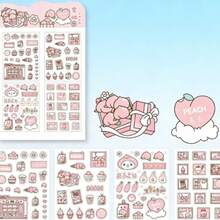 Hình dán PET mờ họa tiết dâu tây và hoa anh đào hoạt hình dễ thương, thích hợp để làm sổ lưu niệm và nhật ký. - Nhiều màu - Xem 7