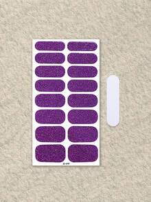 Coral Pink Nail Stickers, Waterproof Nail Art Decals, Solid Color, Green Onion Pink, Gradient Ombre Full Nail Wraps - Purple - View 3