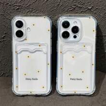 1个可爱波点菊花图案防震气囊透明卡槽手机壳，兼容三星Galaxy S26、S25、S24、S23、S22 Ultra、A12、A13、A14、A15、A16、A34、A35、A36、A53、A54、A55、A56、A04、A05、A06、A07 / 苹果17 Pro Max、Pro、Air - 無色 - 查看 3