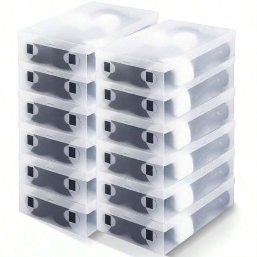 Sintuff - Paquete de 12 cajas de almacenamiento grandes para botas altas de 20.5 x 11.8 x 4.5 pulgadas apilables de plástico transparente para zapatos caja de almacenamiento de zapatos para tenis - Transparente - Ver 1
