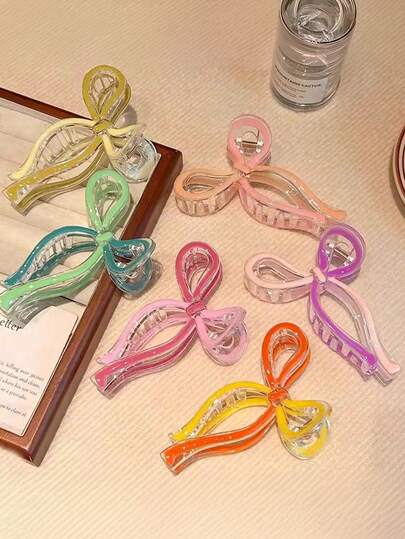 6pcs/Set 4.33 Inch Candy Color Drip Oil Butterfly Claw Clips, Fashion Hair Claw Hair Accessories, Versatile, Elegant Minimalist, Suitable For Daily, Casual, Party, Beach, Vacation, Hairstyling, Washing Face/Hair, Makeup, Outfit Accessories, Spring/Summer/Autumn/Winter