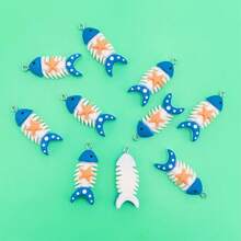 10pcs Ocean Beach Series Fish Bone Pendant, Suitable For Handmade Jewelry Making, Earrings, Necklaces, Bracelets, Anklets, Bag Charms, Couple Gifts, Resin Crafts - 10 Pieces Of Beach Fish Bones - View 5
