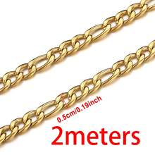 2m Gold Stainless Steel Chain With Cross, Lip, Sequin, Heart Beads, Suitable For DIY Jewelry Making Necklace, Bracelet, Accessories - 2 Meters - View 8