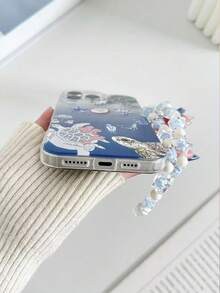 海龟彩绘新款大孔羽毛雪纺IMD渐变PC+TPU一体式亮面喷漆防摔手机壳，附赠串珠手链配件，兼容 17 Pro/17 Air/17/17 Pro Max/16/11/16 Pro/16 Plus/16 Pro Max/16 e/15 Pro Max/13/14/12/XS/XR/7G/8P，兼容三星Galaxy 11/12 Pro/12/12 X/13 Pro/14 Pro/15 Pro，兼容10/9/Note9/12c/Note11 Pro/Note8 Pro - 彩色 - 查看 3