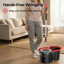 2026NEW Rotating Mop And Bucket Set, 360-Degree Rotating Mop Andbucket With Portable Wheels, Includes 3-4 Microfiber Mopheads, Adjustable Telescopic Handle Length From 38-61inches, And Comes With An Adjustable Hanging Hook. SpinMop With Adjustable Handle - TB001 - Xem 3