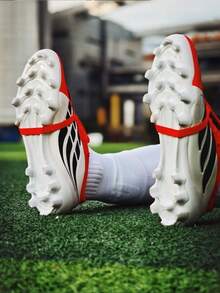 Adidas PREDATOR LEAGUE Mid-Range FT Tongue AG (Gum Short Spikes) Soccer Boots, Unisex - Red, White and Black - View 3