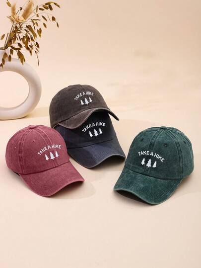 1pc Washed Vintage Letter Embroidered Baseball Cap For Men, Outdoor Sports, Women's Casual Sun Protection, Visor Cap