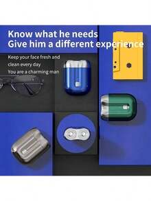 新款迷你双头电动剃须刀，配备双环磁吸刀片，升级版便携式剃须刀，USB充电式小巧男士剃须刀，家用/车载/旅行两用电动剃须刀 - 多色 - 查看 8