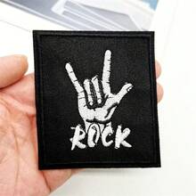 7 pezzi Toppe ricamate stile rock and roll, applicazioni per abbigliamento, giacche, cappelli, zaini, jeans - termoadesive/cucibili - A - Visualizzare 3